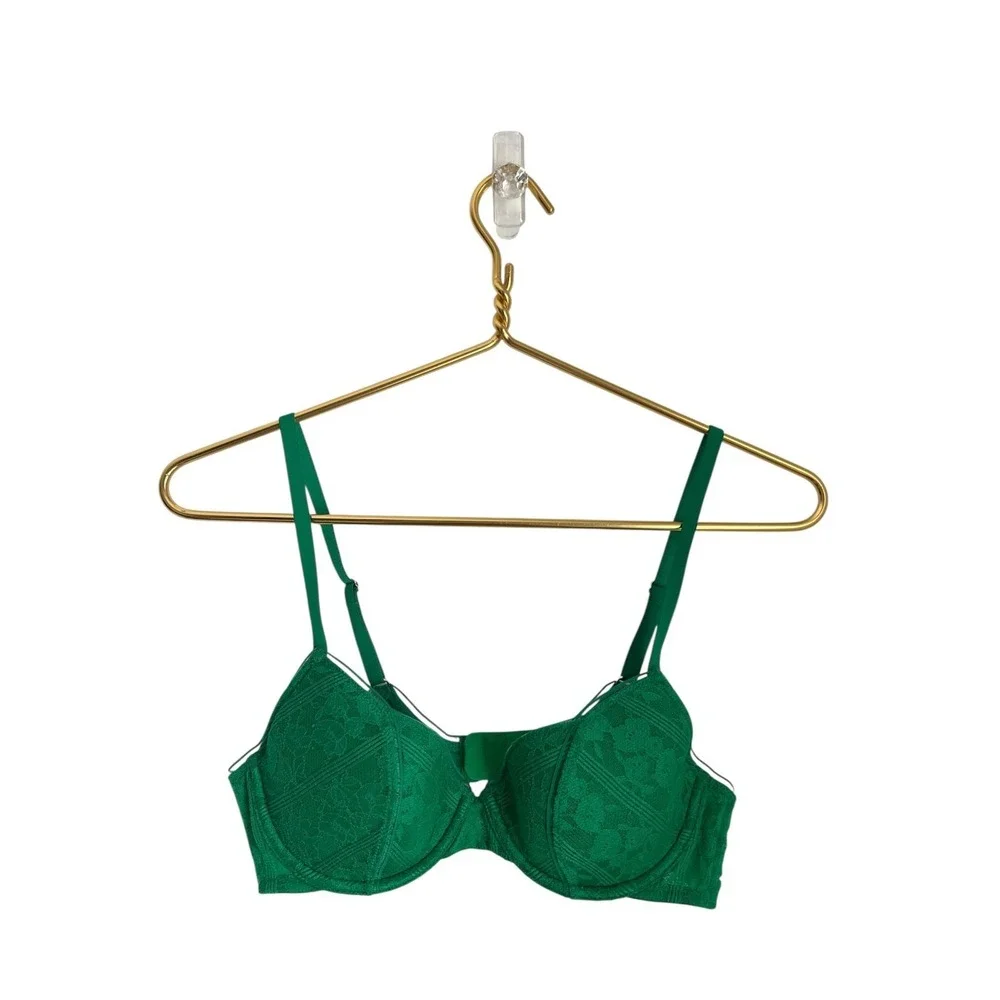 Savage X Fenty Bra Garden Maze Lace 34B Green Tulip Unlined NWT MSRP $59